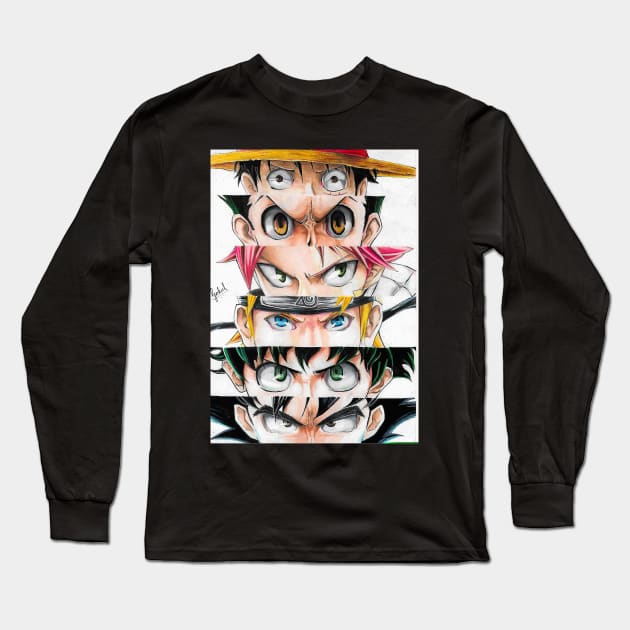 top anime eyes mix Long Sleeve T-Shirt by senpai_lvl3000